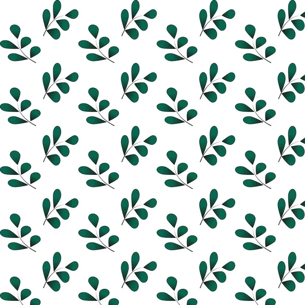 Gradient Green Leaf Seamless Pattern Asset Stamp Flourish Design Pattern — Wektor stockowy
