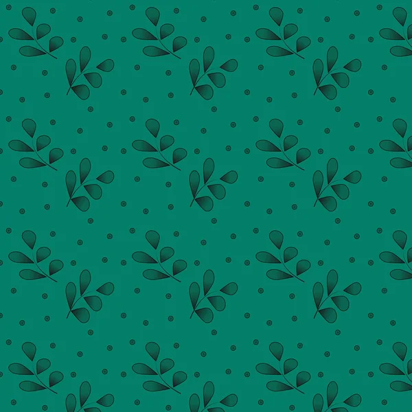Gradient Green Leaf Seamless Pattern Asset Stamp Flourish Design Pattern — Stockvector