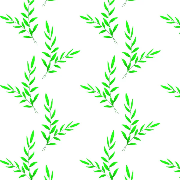 Branch Green Leaves Pattern Fabrics Background Wall Paper Wrapping Poster — Stok Vektör