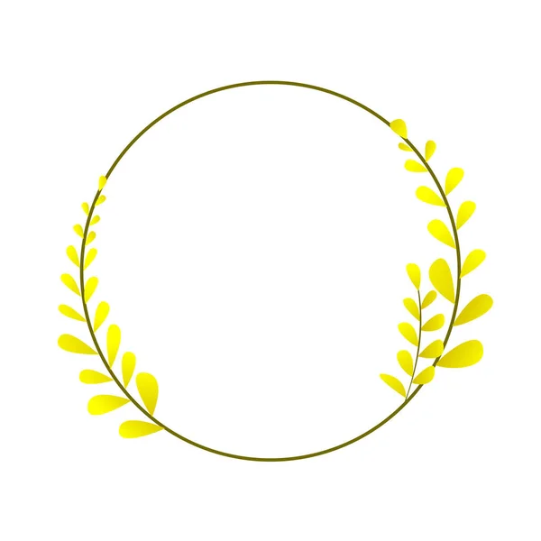 矢量花卉标识模板的优雅和最小的风格与黄叶 圆形框架标志 用于徽章 标识和品牌标识 — 图库矢量图片