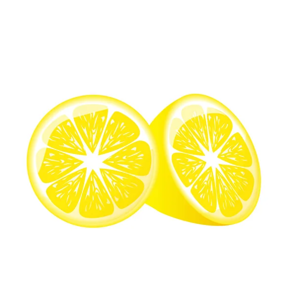 Zitronenscheiben Und Zitronenhälfte Für Poster Logos Etiketten Banner Aufkleber Produktverpackungsdesign — Stockvektor