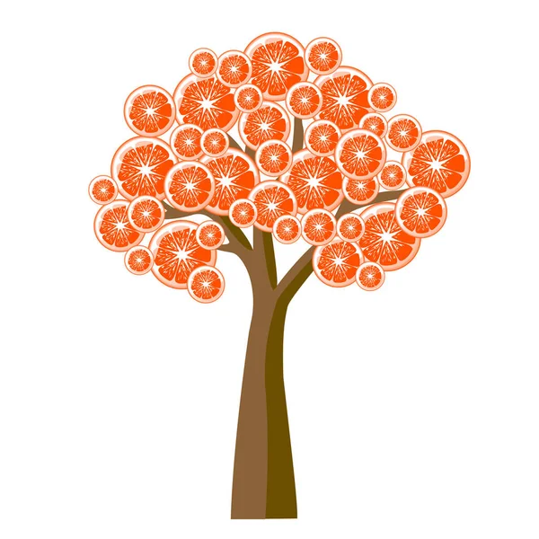 Абстрактное Дерево Апельсиновыми Ломтиками Плакатов Логотипов Этикеток Стикеров Дизайна Упаковки — стоковый вектор