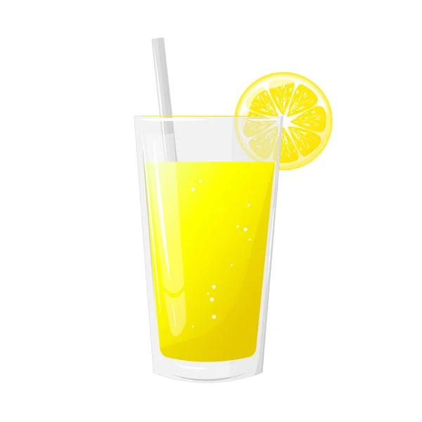 Ein Glas Zitronensaft Und Eine Scheibe Zitrone Natürlicher Frisch Gepresster — Stockvektor