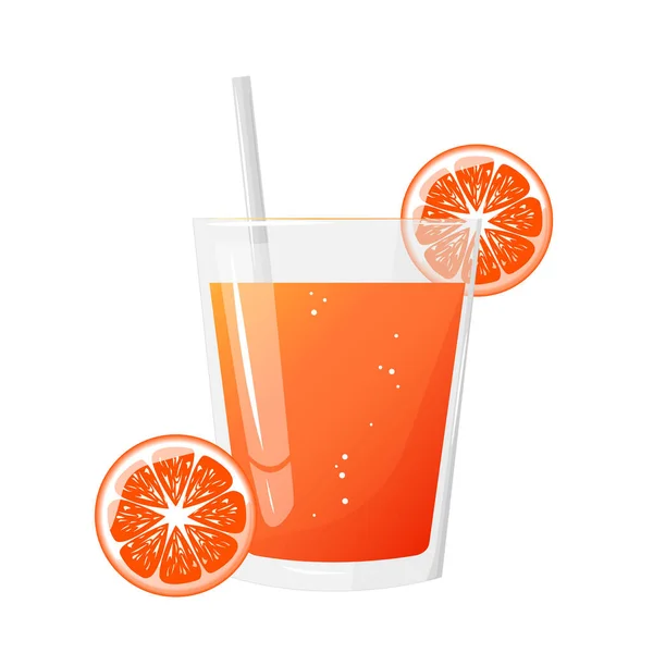 Ein Glas Grapefruit Oder Orangensaft Und Eine Scheibe Grapefruit Natürlicher — Stockvektor