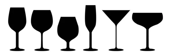 Набор Бокалов Вина Напитков Чашка Алкогольного Напитка Шампанского Коктейля Ликера — стоковый вектор