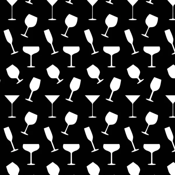 Бесшовный Рисунок Стеклянных Бокалов Вина Напитков Чашка Алкогольного Напитка Шампанского — стоковый вектор