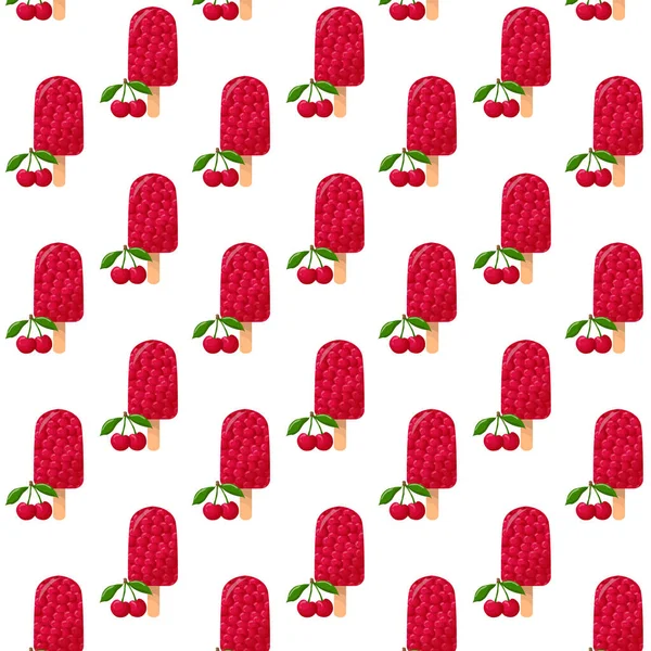 Cseresznyefagylalt Cseresznyefagylalt Zökkenőmentes Minta Matricákhoz Plakátokhoz Transzparensekhez Termékcsomagoláshoz Stb Vektorillusztráció — Stock Vector
