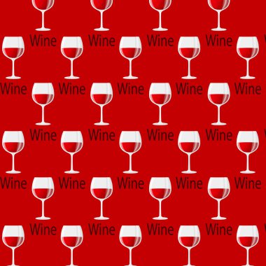 Bir kadeh şarap kusursuz desen. Mesaj Şarabı. Ulusal Şarap Günü. Alkolik içki. Posterler, logolar, etiketler, etiketler, çıkartmalar, ürün ambalaj tasarımı vs. için. Vektör illüstrasyonu.