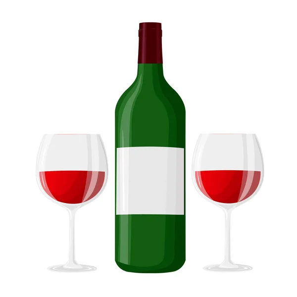 Wijnfles Twee Glazen Met Wijnglas Nationale Wijndag Mei Kan Gebruikt — Stockvector