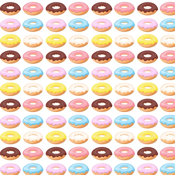 Bunt Glasierte Donut Nahtlose Muster Süßes Geburtstagsgebäck Süßwaren Dessert Für — Stockvektor