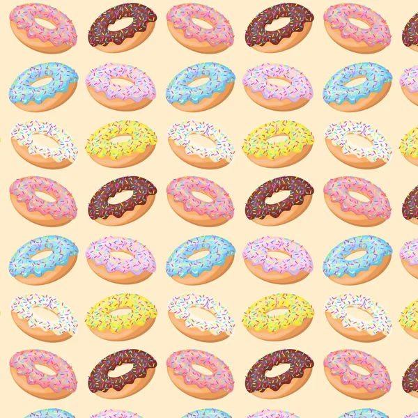 Bunt Glasierte Donut Nahtlose Muster Süßes Geburtstagsgebäck Süßwaren Dessert Für — Stockvektor