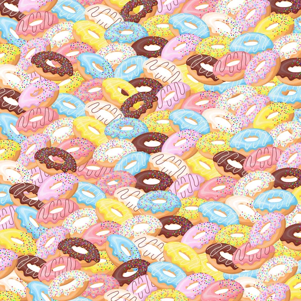 Bunt Glasierte Donut Muster Süßes Geburtstagsgebäck Süßwaren Dessert Für Menügestaltung — Stockvektor