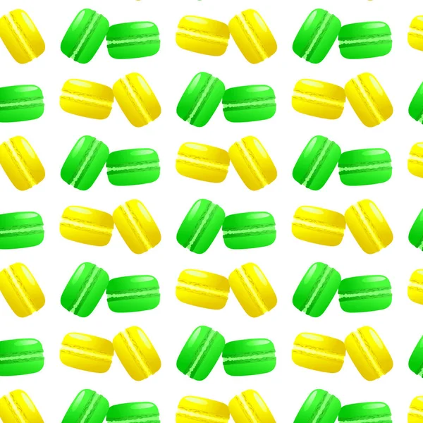 Motif Sans Couture Macarons Jaunes Verts Macarons Dégradés Vector Cookies — Image vectorielle