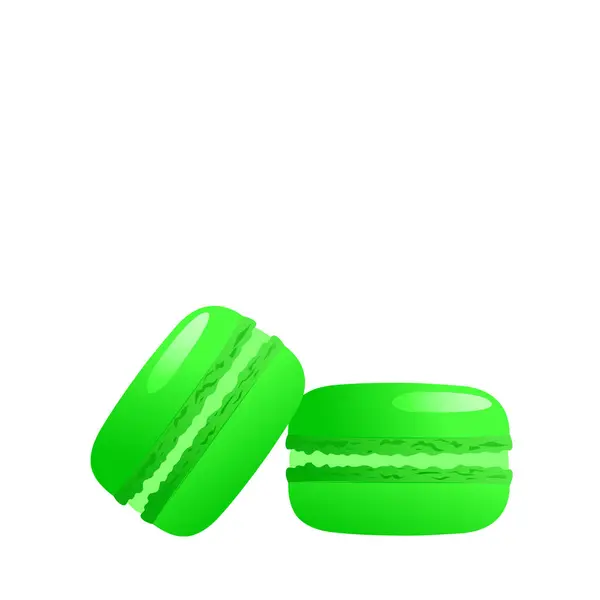Μακαρά Λάιμ Σύνθεση Από Lime Macaroon Που Απομονώνονται Λευκό Φόντο — Διανυσματικό Αρχείο