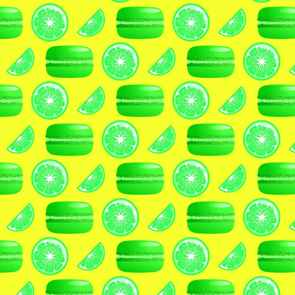 Seamless Pattern Lime Macarons Lime Slice Gradient Macarons Vector Traditional — Stock Vector