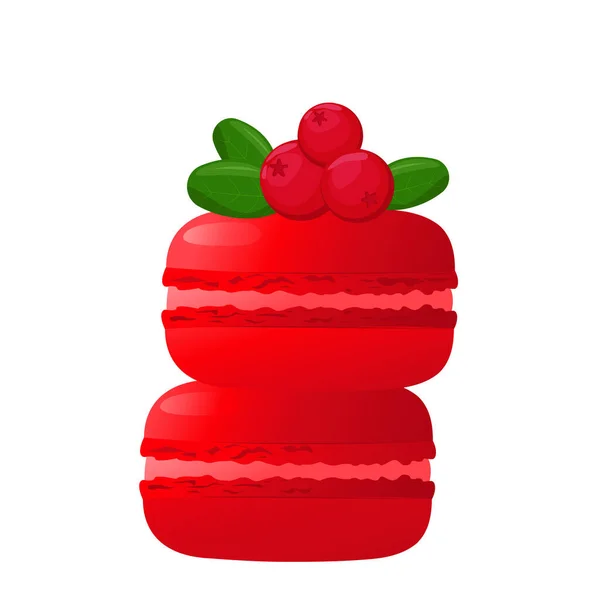 Macarons Rouges Aux Berries Dessert Très Détaillé Macaron Bonbons Menu — Image vectorielle