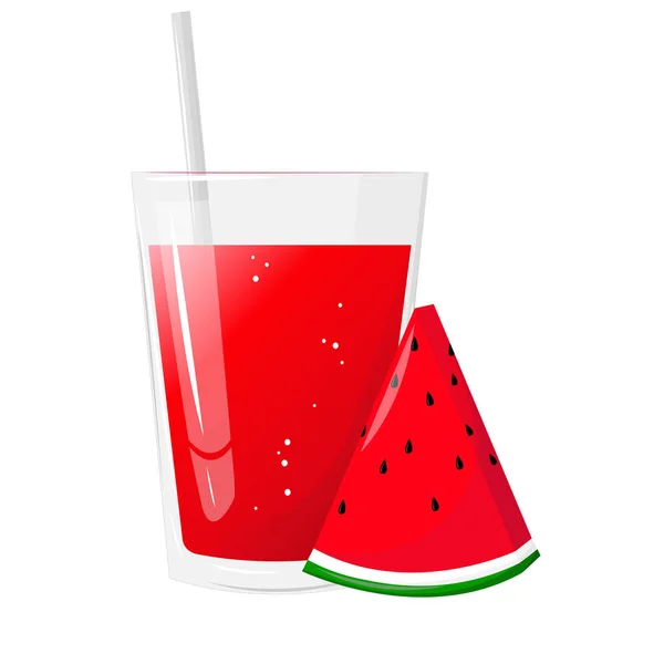 Wassermelone Mit Einem Glas Saft Scheiben Schneiden Für Aufkleber Und — Stockvektor
