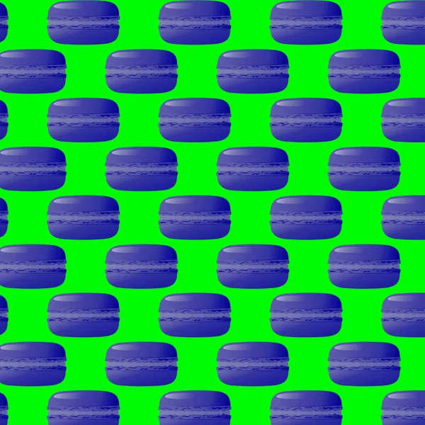Nahtloses Muster Blaue Makronen Sehr Detailliertes Dessert Makronen Süßigkeiten Menüdesign — Stockvektor
