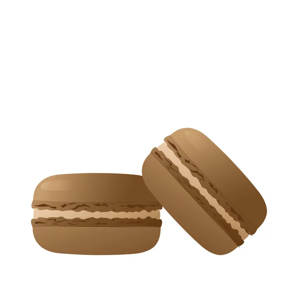 Braune Schokoladenmacarons Sehr Detailliertes Dessert Makronen Süßigkeiten Menüdesign Restaurantshop Gradient — Stockvektor