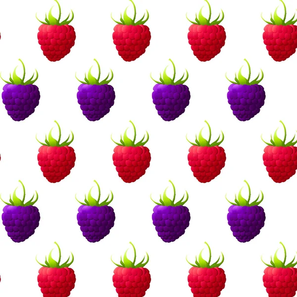 无缝图案的覆盆子和黑莓 用于标签 印刷品或包装设计 矢量说明 — 图库矢量图片