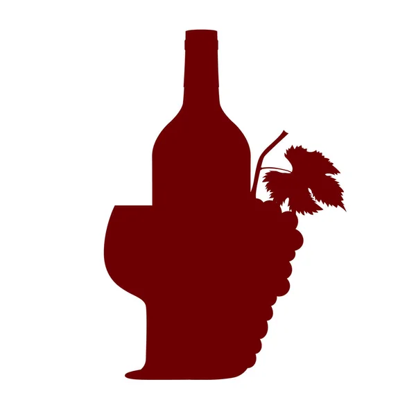 Nationale Wijndag Silhouet Wijnfles Glas Druif Kan Gebruikt Worden Als — Stockvector