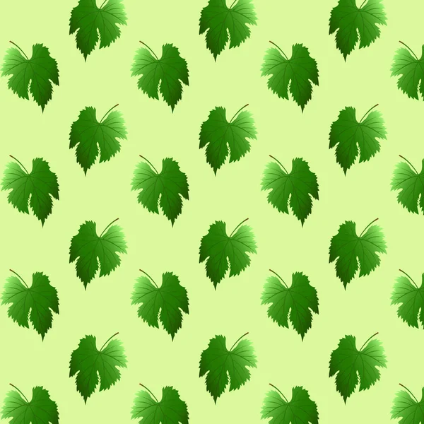 Kusursuz Desenli Üzüm Yaprakları Yeşil Yaprak Vektör Illüstrasyonu — Stok Vektör