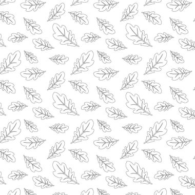 Kusursuz desenli meşe yaprakları. Sonbahar vektör nesnesi beyaza izole edildi. Çizgi film yaprakları, dizayn unsuru, işaret ya da sembol. Vektör illüstrasyonu.