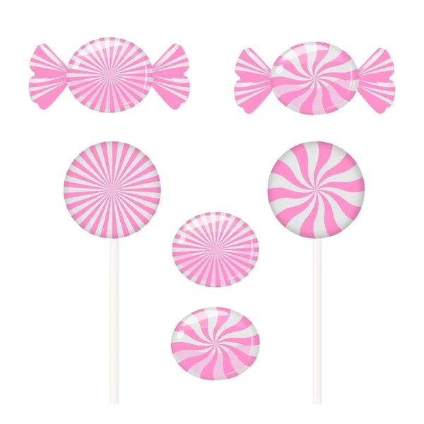 Set Pink Candies Design Element Christmas New Year Birthday Party — Stok Vektör
