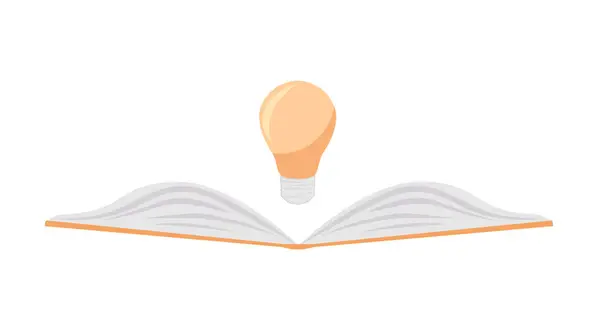 Open Book Bulb Cartoon Style Concept Education Learning Vector Illustration — Stock Vector