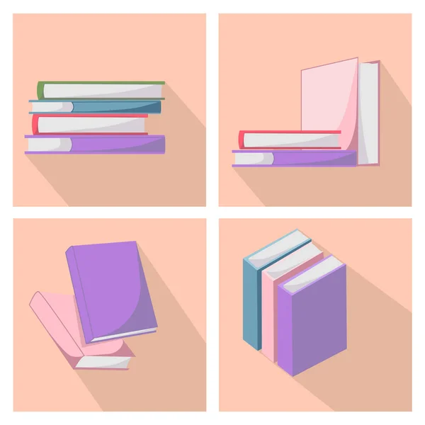 Поставьте Цветные Книги Тенью Концепция Обучения Книжная Ярмарка Клуб Чтения — стоковый вектор