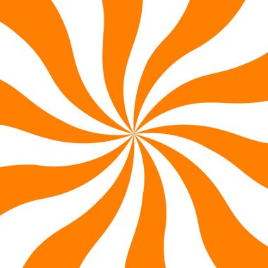 Turuncu kıvrımlı arka plan. Cadılar Bayramı rengi. Girdap yıldız patlaması spiral karesi. Helix dönüş ışınları. Ölçeklenebilir çizgiler birleştiriliyor. Vektör illüstrasyonu.
