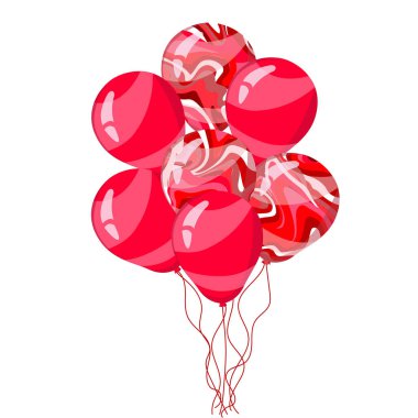Bir demet soyut mermer desenli balon. Kart, parti, tasarım, el ilanı, poster, dekor, afiş, web, reklam için vektör illüstrasyonu..
