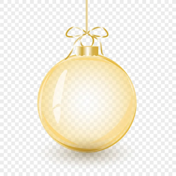 Bola Navidad Cristal Dorado Con Lazo Elemento Decoración Navideña Objeto Vector De Stock