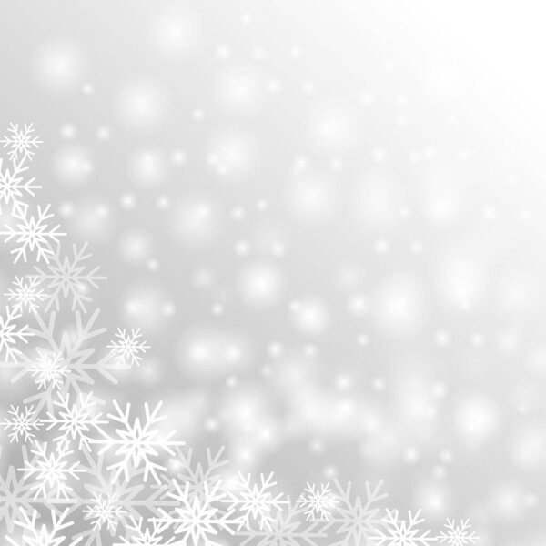 Gray Christmas background. Christmas card. Fallen snowflakes. Vector illustration.