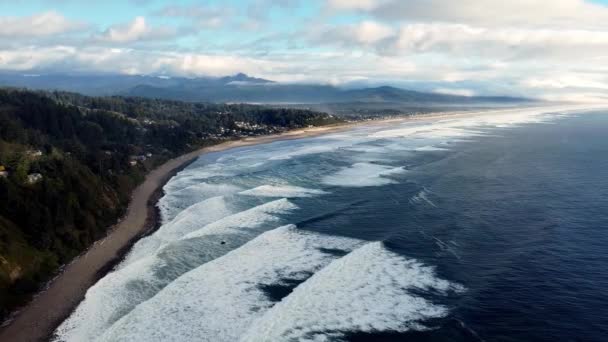 Neahkahnie Вид Точки Зору Безпілотного Літального Апарату Oregon Coast Highway — стокове відео