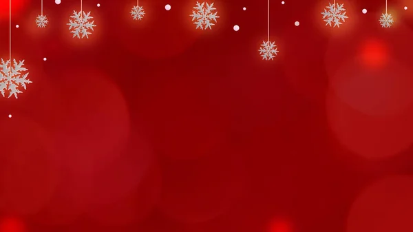 Illustration Christmas Banner Red Background Snowflakes Copy Space — Stock Photo, Image