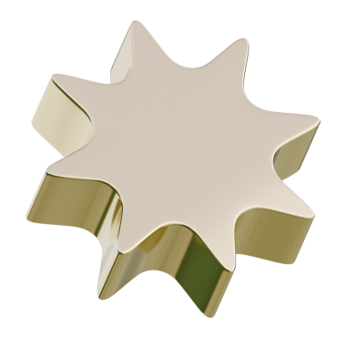 Kıvrımlı kenarlı altın 3D yıldız patlaması rozeti, ödüller, promosyonlar ve marka grafikleri için uygun.