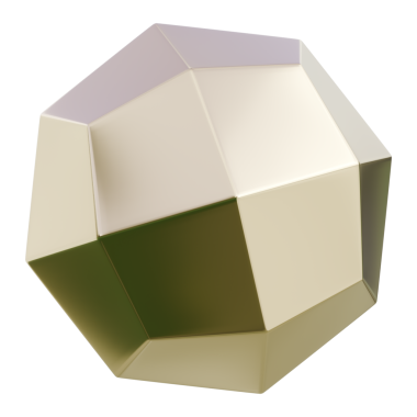 Bej yüzeyli 3D geometrik dodecahedron; teknoloji, marka ve tasarım piyasaları için çok yönlü kahraman grafiği.