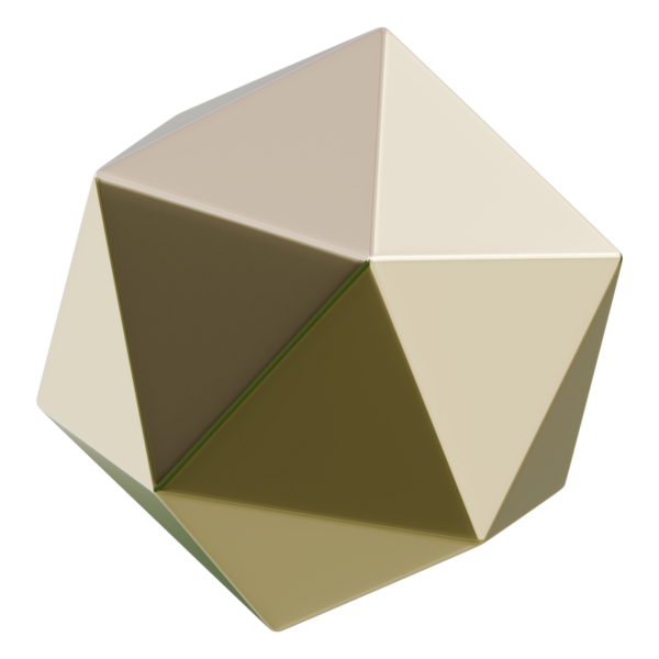 3d illüstrasyon, simge geometrik çokyüzlü; teknolojik markalaşma ve modern tasarım için uygun bej biçimli.