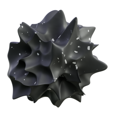 Teknoloji, tasarım ve marka görselleri için uygun üç boyutlu siyah dikenli heykel.