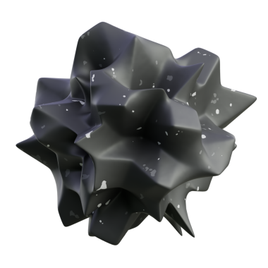 Siyah 3D soyut çivi heykeli; teknolojik markalaşma, gelecekçi web tasarımı ve pazarlama görselleri için ideal görsel element.