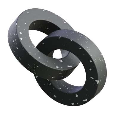 3B iç içe geçmiş siyah zincir bağlantıları; pazarlama materyallerinde markalaşma, teknoloji, finans veya dayanıklılık temaları için çok yönlü görsel.