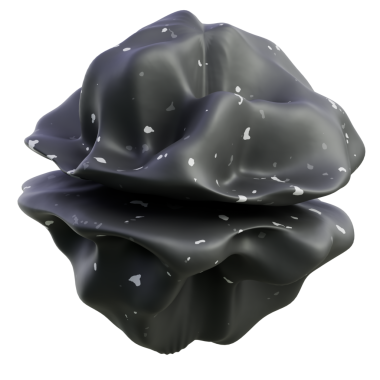 Buruşuk kıvrımlı siyah kaya heykeli; modern web tasarımı, markalaşma ve teknoloji pazarlama görselleri için ideal.