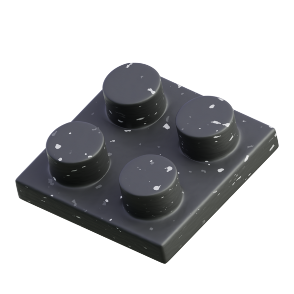 Ürün demoları, oyuncak sahneleri ve modüler yapı görselleri için ideal dört çivili küçük siyah tabak..