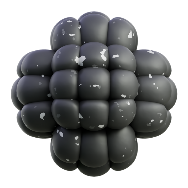 Bir böğürtlen kümesinin 3 boyutlu görüntüsü; parlak, koyu renk gölgeler ürün tanıtımları için ince renklendirmeler.