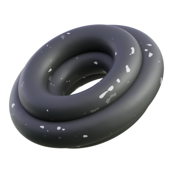 Ürün modellemeleri, tasarım unsurları veya soyut pazarlama görselleri için uygun parlak siyah torus şekilli kauçuk halka.