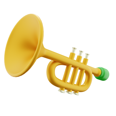 Tasarım ve web projelerinde müzik, eğitim ve pazarlama materyalleri için ideal parlak pirinç trompet görüntüsü.