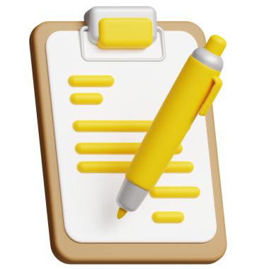 Formlar, notlar ve üretkenliğe odaklı web tasarımı ve pazarlama materyalleri için uygun 3B pano ve kalem simgesi.