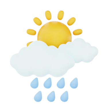 Cloudy sun drizzling 3d render weather icons set