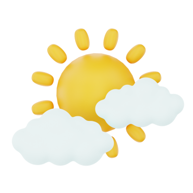 Cloud with sun 3d render weather icon